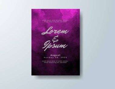 Soyut suluboya arkaplan içeren düğün davetiyesi