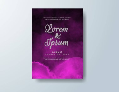 Soyut suluboya arkaplan içeren düğün davetiyesi