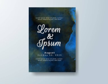 Soyut suluboya arkaplan içeren düğün davetiyesi