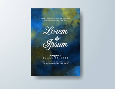 Soyut suluboya arkaplan içeren düğün davetiyesi