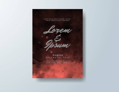 Soyut suluboya arkaplan içeren düğün davetiyesi