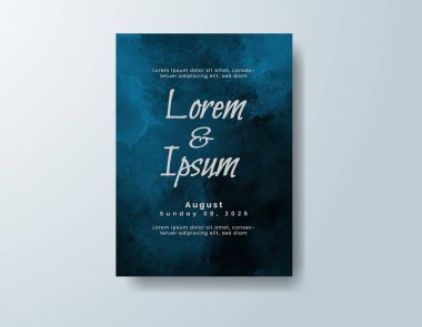 Soyut suluboya arkaplan içeren düğün davetiyesi