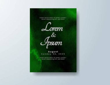 Soyut suluboya arkaplan içeren düğün davetiyesi