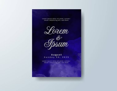 Soyut suluboya arkaplan içeren düğün davetiyesi