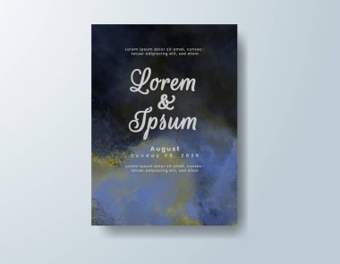 Soyut suluboya arkaplan içeren düğün davetiyesi