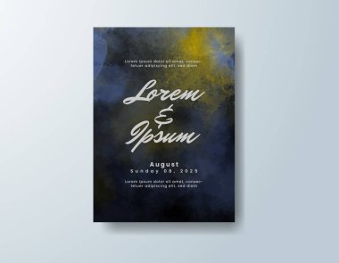 Soyut suluboya arkaplan içeren düğün davetiyesi