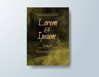 Soyut suluboya arkaplan içeren düğün davetiyesi