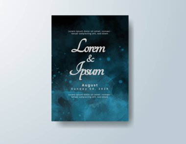 Soyut suluboya arkaplan içeren düğün davetiyesi