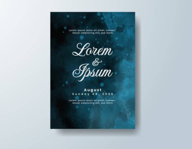 Soyut suluboya arkaplan içeren düğün davetiyesi