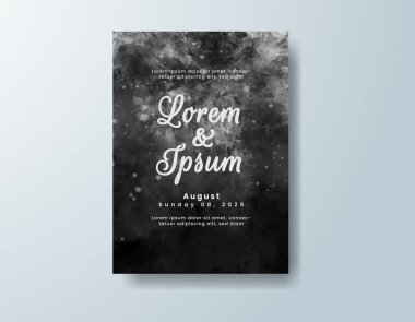 Soyut suluboya arkaplan içeren düğün davetiyesi