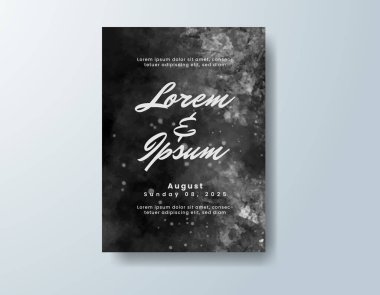 Soyut suluboya arkaplan içeren düğün davetiyesi