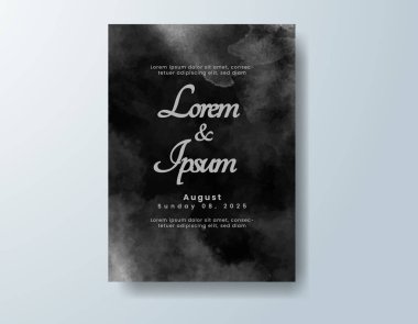 Soyut suluboya arkaplan içeren düğün davetiyesi