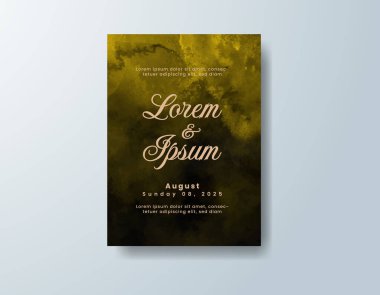 Soyut suluboya arkaplan içeren düğün davetiyesi