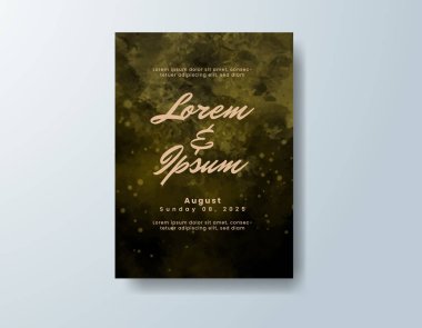 Soyut suluboya arkaplan içeren düğün davetiyesi