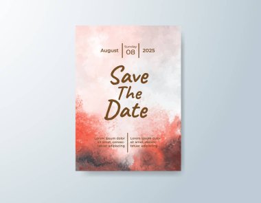 Nazik suluboya tonlarıyla modern düğün davetiyesi.