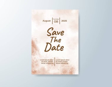 Soyut suluboya arkaplan içeren düğün davetiyesi