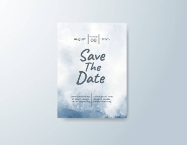 Soyut suluboya arkaplan içeren düğün davetiyesi