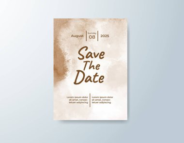 Soyut suluboya arkaplan içeren düğün davetiyesi