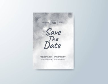 Soyut suluboya arkaplan içeren düğün davetiyesi