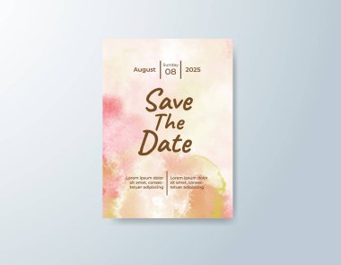 Soyut suluboya arkaplan içeren düğün davetiyesi