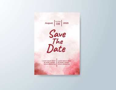 Soyut suluboya arkaplan içeren düğün davetiyesi