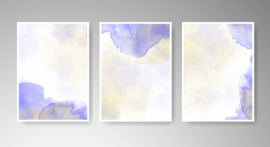 Parlak renkli vektör suluboya arkaplanlı kartlar. Randevunuz, kartpostalınız, afişiniz için tasarım.