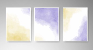 Parlak renkli vektör suluboya arkaplanlı kartlar. Randevunuz, kartpostalınız, afişiniz için tasarım.