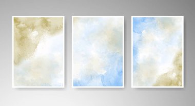 Parlak renkli vektör suluboya arkaplanlı kartlar. Randevunuz, kartpostalınız, afişiniz için tasarım.