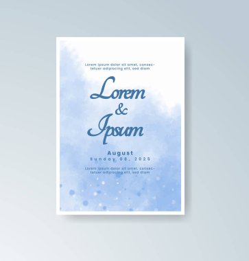 Soyut suluboya arkaplan içeren düğün davetiyesi