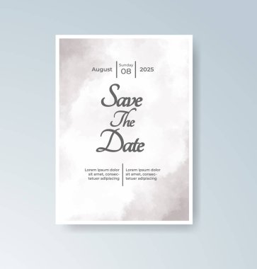 Soyut suluboya arkaplan içeren düğün davetiyesi