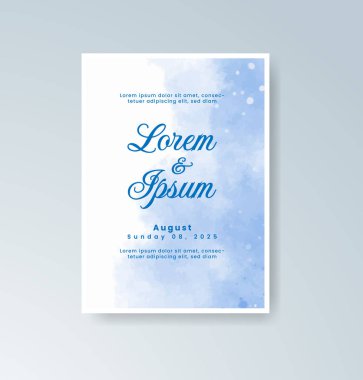 Soyut suluboya arkaplan içeren düğün davetiyesi