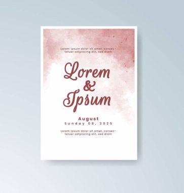 Soyut suluboya arkaplan içeren düğün davetiyesi
