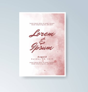 Soyut suluboya arkaplan içeren düğün davetiyesi