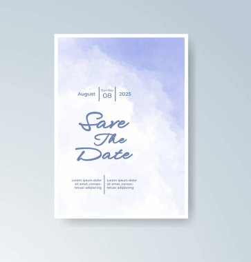 Soyut suluboya arkaplan içeren düğün davetiyesi