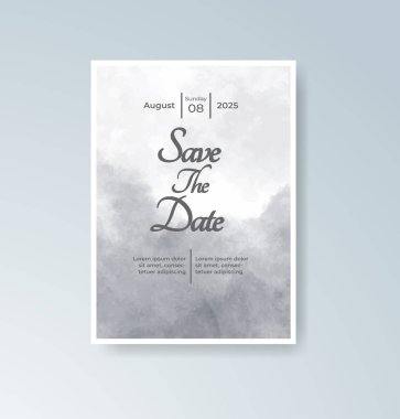 Soyut suluboya arkaplan içeren düğün davetiyesi