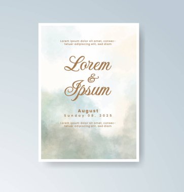 Soyut suluboya arkaplan içeren düğün davetiyesi