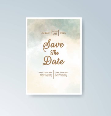 Soyut suluboya arkaplan içeren düğün davetiyesi