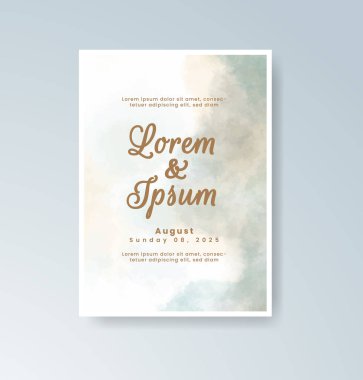 Soyut suluboya arkaplan içeren düğün davetiyesi