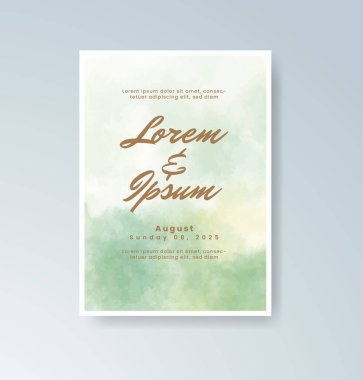 Soyut suluboya arkaplan içeren düğün davetiyesi