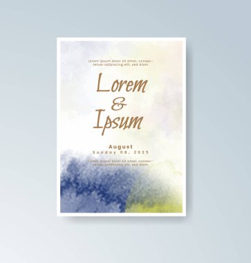Soyut suluboya arkaplan içeren düğün davetiyesi