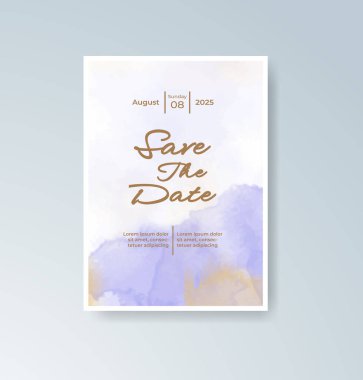 Soyut suluboya arkaplan içeren düğün davetiyesi