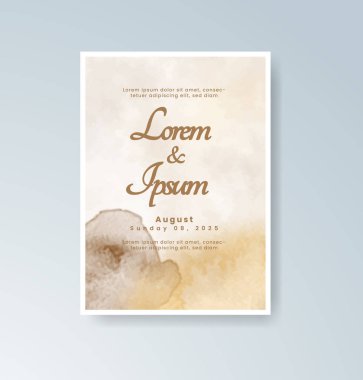 Soyut suluboya arkaplan içeren düğün davetiyesi