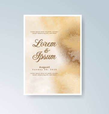 Soyut suluboya arkaplan içeren düğün davetiyesi