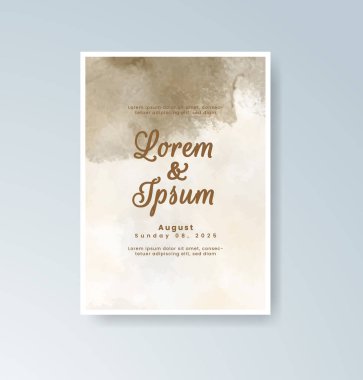 Soyut suluboya arkaplan içeren düğün davetiyesi