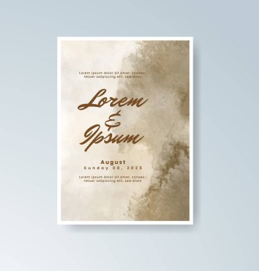 Soyut suluboya arkaplan içeren düğün davetiyesi