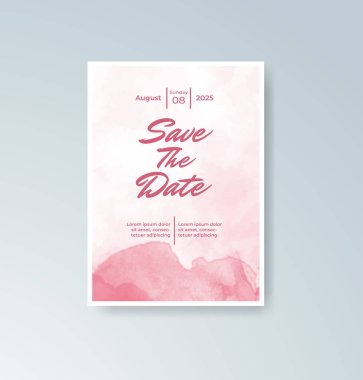 Soyut suluboya arkaplan içeren düğün davetiyesi