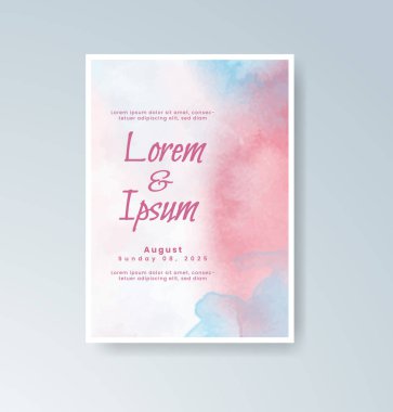 Soyut suluboya arkaplan içeren düğün davetiyesi