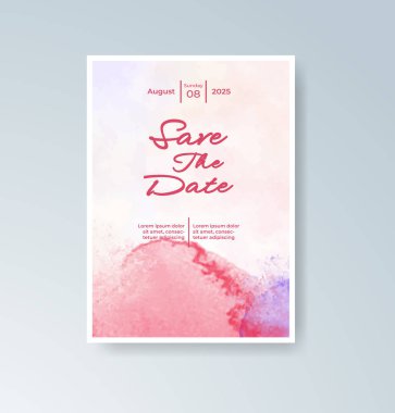 Soyut suluboya arkaplan içeren düğün davetiyesi