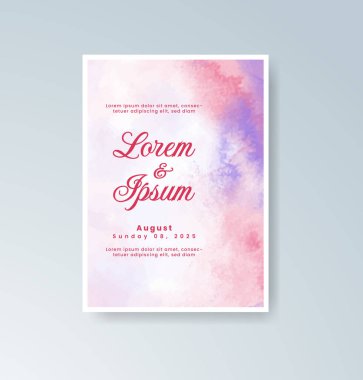 Soyut suluboya arkaplan içeren düğün davetiyesi