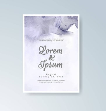 Soyut suluboya arkaplan içeren düğün davetiyesi